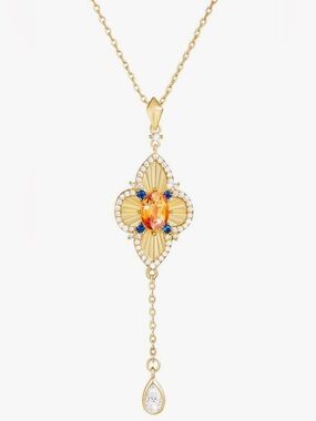 Stunning Nordstrom 18KT Gold Vermeil Gemstone Clover Y necklace